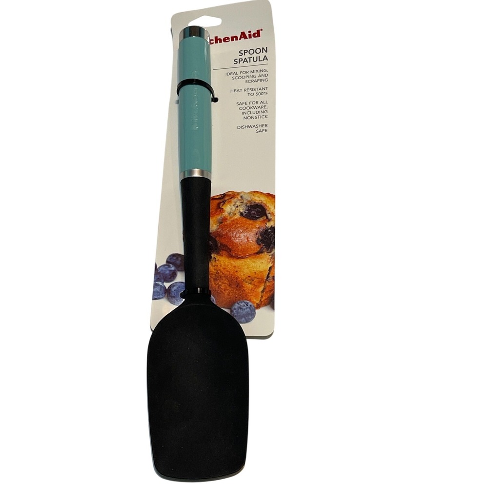 KitchenAid Spoon Spatula Aqua Sky Blue Silicone Heat Resistant Nonstick Safe